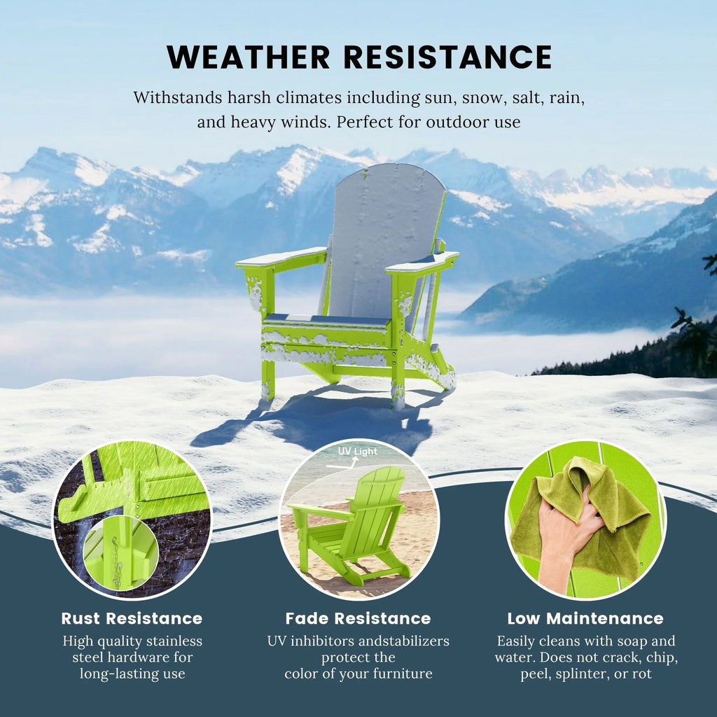 Polytrends Laguna Fade Resistant All Weather Outdoor Patio Folding Adirondack Chair