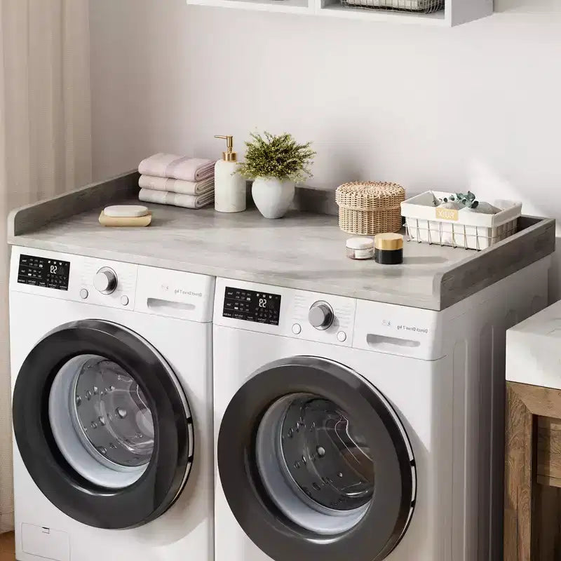 Washer Dryer Countertop, Laundry Topper with Raised Edge & Non-Slip Pad for Hamper Counter Storage & Laundry Room Organization