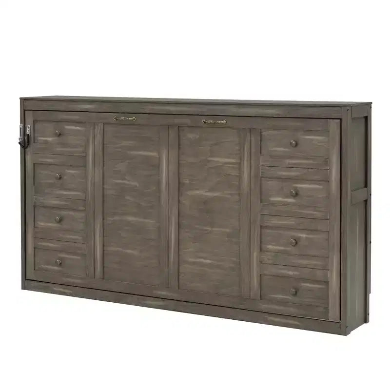Twin Size Murphy Bed with LED Light, can be Folded into a Cabinet, Hidden Wall Bed Cabinet for Guest Room