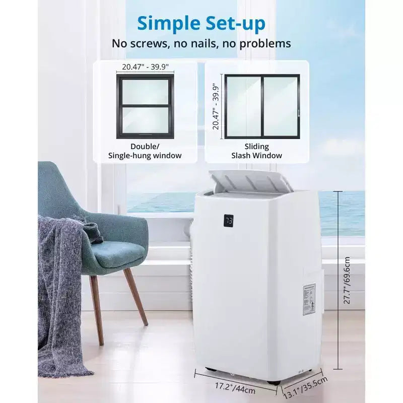 14000 BTU Portable Air Conditioner Unit, Air Conditioner with Remote Control, Cool, Fan and Dry Function, Sleep Mode/24Hrs Timer, Cools 700 Sq.ft