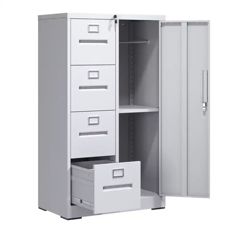 Metal Storage Vertical Filing Cabinet with Lock, Steel File Locker with 4 Drawers