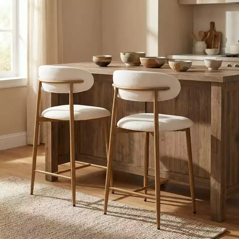 Counter Height Bar Stool with Upholstered Seat & Metal Legs, 26.3 Modern Kitchen Island Chair