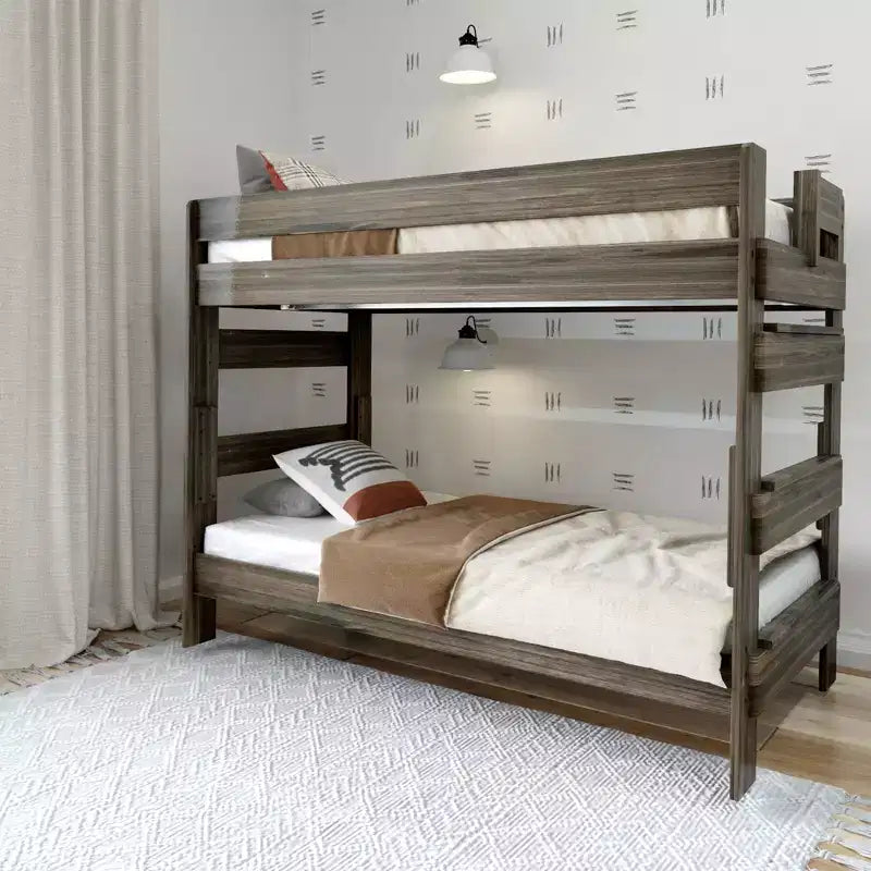 Plank+Beam Solid Wood Farmhouse Twin over Twin Bunk Bed for Adult