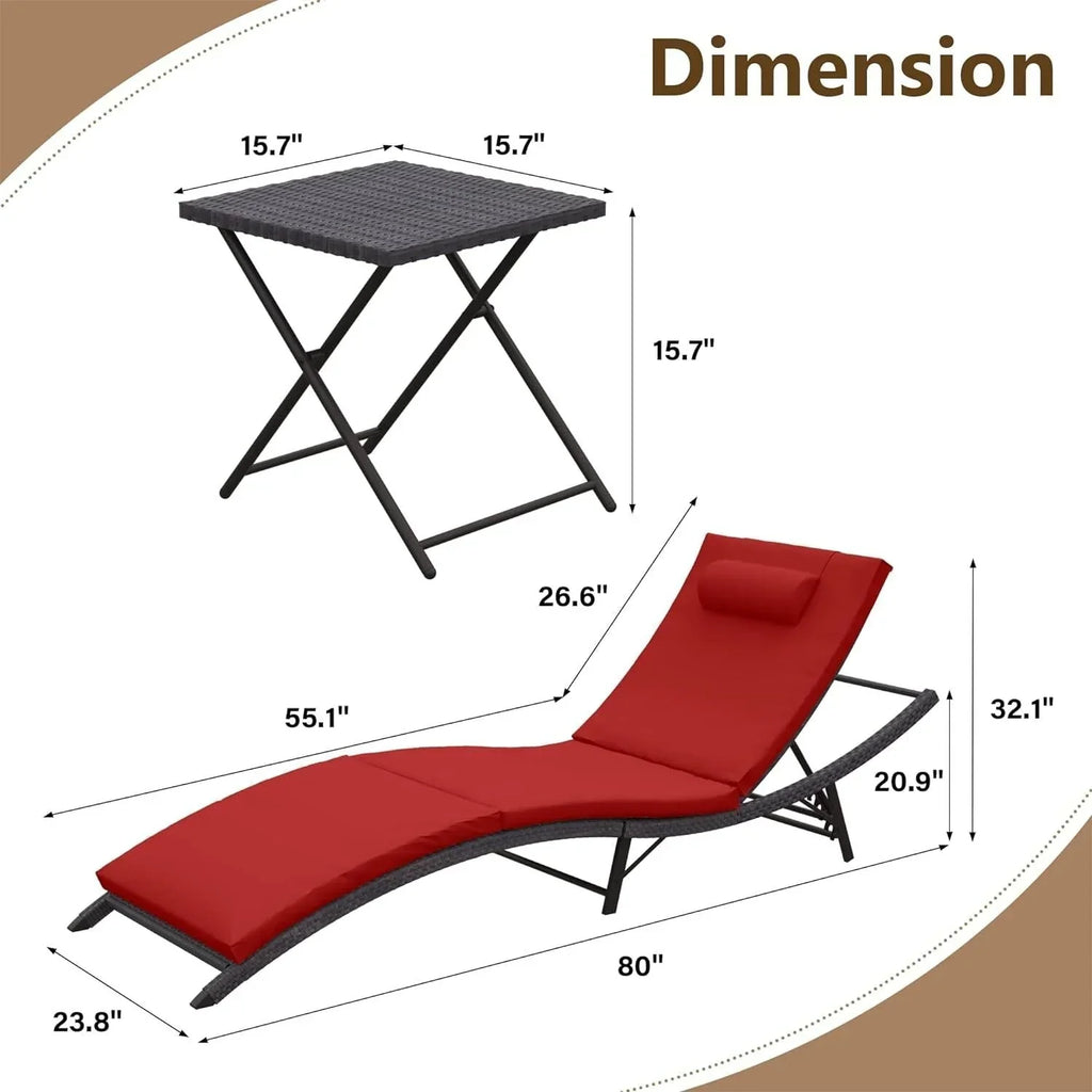 Kullavik 3-PiecesOutdoor Chaise Lounge Set