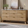 9 Drawers Fluted Dresser, Modern Chest, Wooden Dresser TV Stand, Curved Profile Design, for Living Room, Hallway