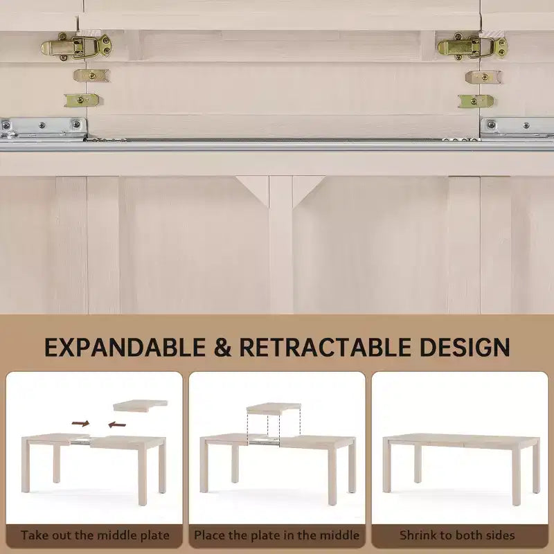 Modern Dining Set - 80 Table + 6 Cushioned Chairs, Solid Wood Frame, 400lbs Table Capacity, Easy Assembly