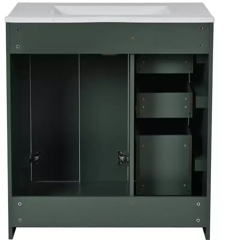 Meuble-lavabo de salle de bain à évier simple de 76 cm avec armoire et 3 tiroirs – Noir / Bleu / Vert / Indigo / Blanc