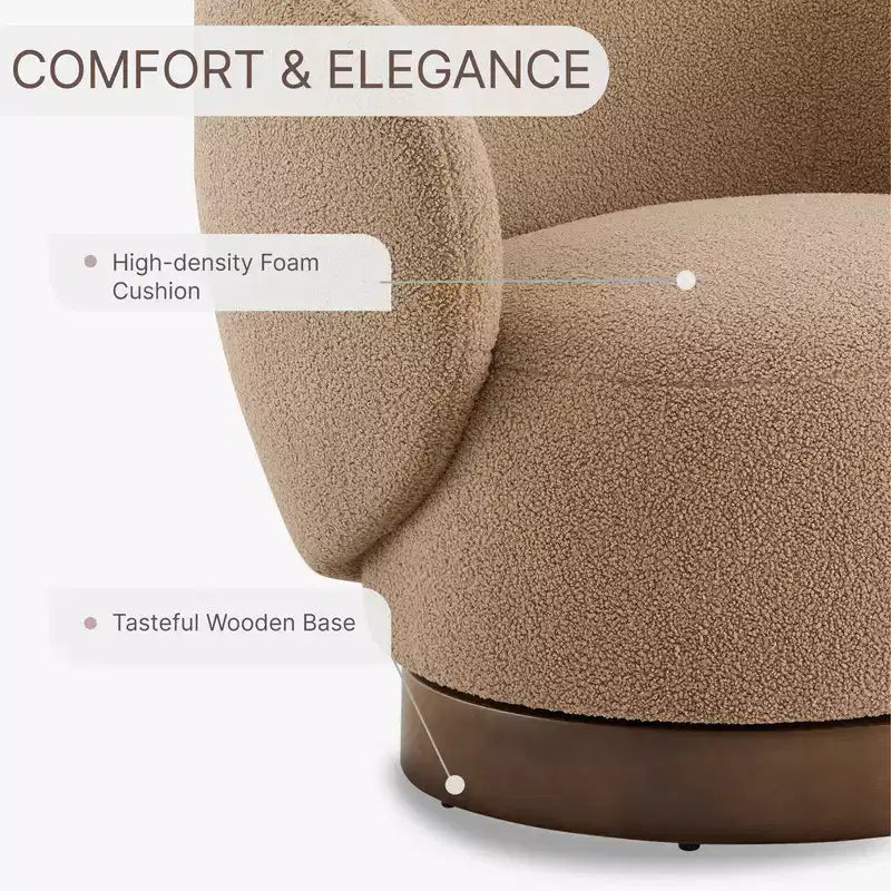 Spruce&Spring Upholstered Swivel Accent Barrel Chair with Wood Base