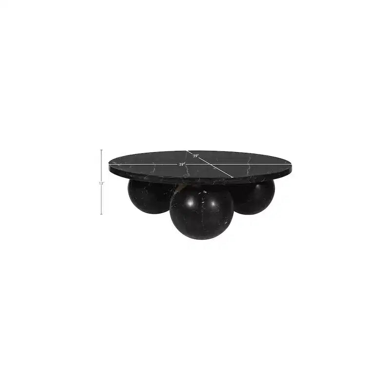 Round Marble Coffee Table with Sphere Legs, Multicolor, Seats 4鈥?