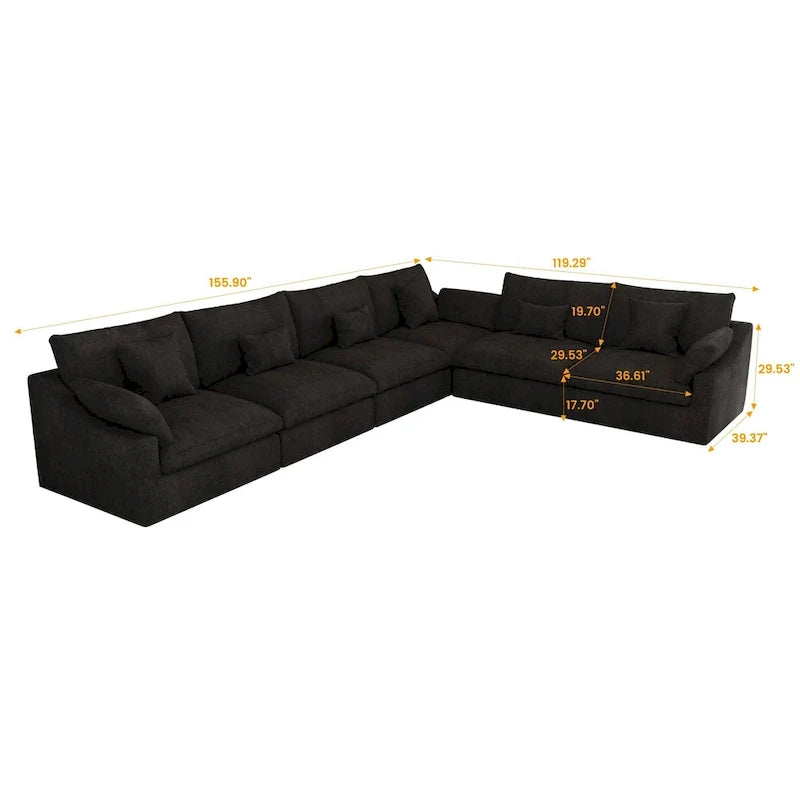 Large Linen Corner Sectional Sofa Couch for Living Room Set