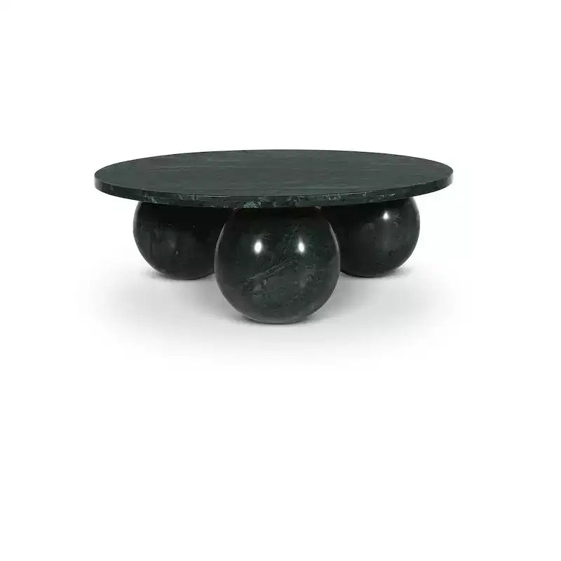Round Marble Coffee Table with Sphere Legs, Multicolor, Seats 4鈥?