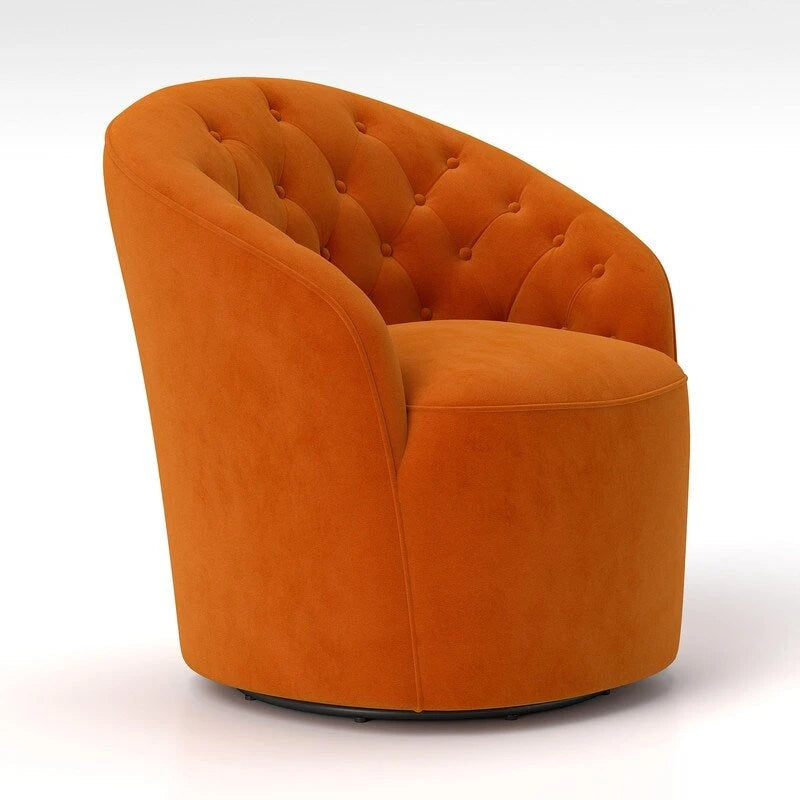 Fauteuil baril pivotant à 360 degrés SEYNAR moderne en velours avec dossier capitonné, lot de 2