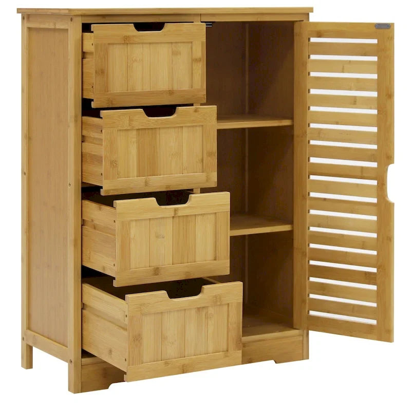 VEIKOUS Bathroom Floor Storage Cabinet with 4 Drawers