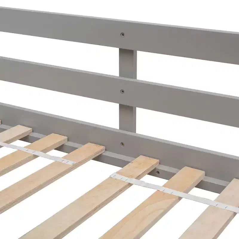 Twin Size House-Shaped Loft Bed, Wood Playhouse Loft Bed with Ladder & Guardrails for Kids
