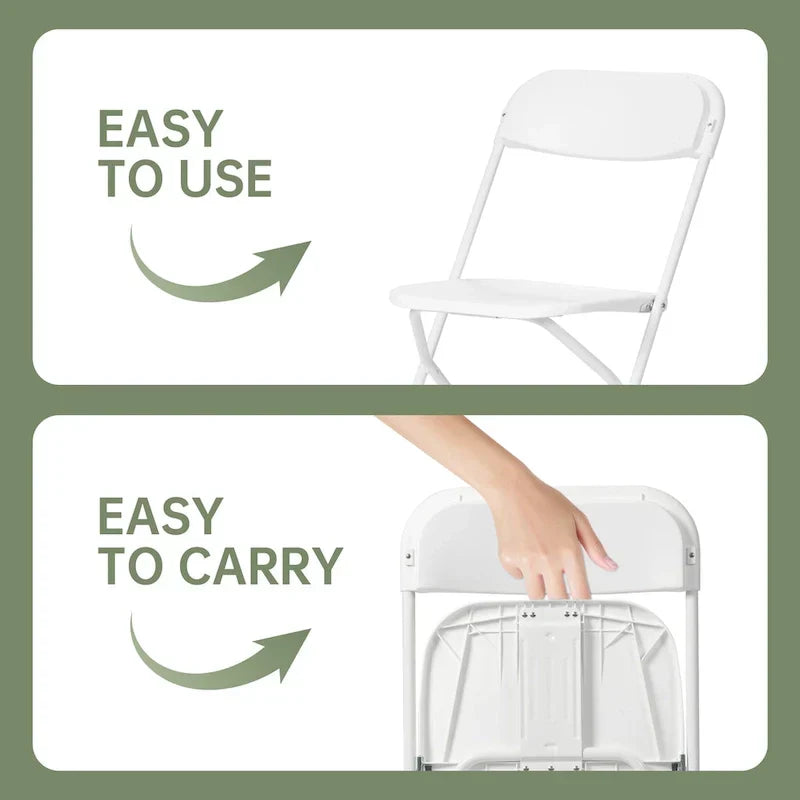 10 Pack Plastic Folding Chair 350lb. Capacity for Events Office Wedding Party Picnic Kitchen Dining