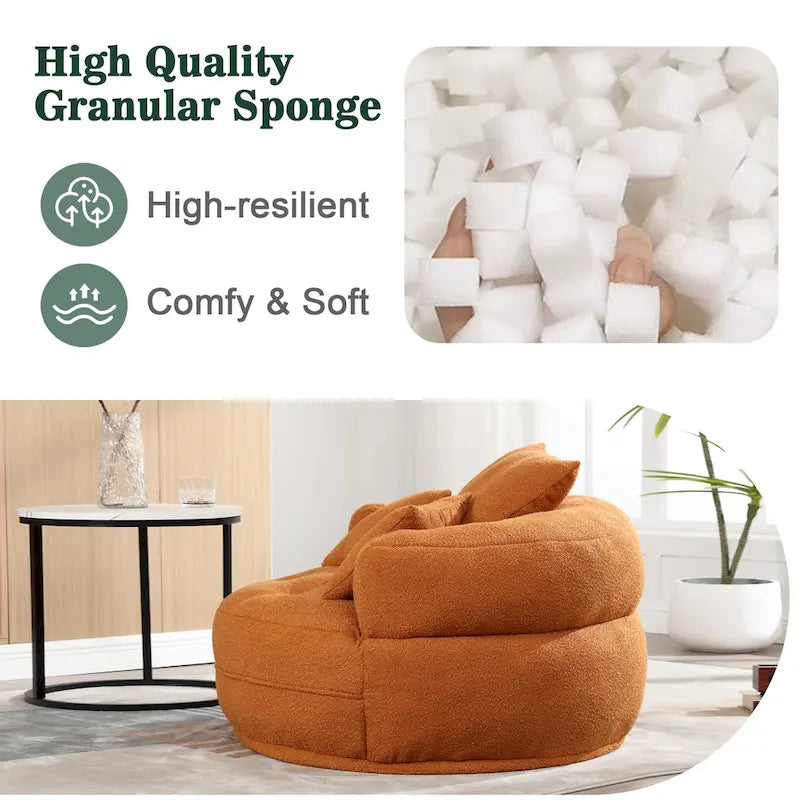 Round Lazy Sofa Chair – White/Blue/Grey/Yellow/Orange/Rose Red/Navy/Green, Single & Couple Seat