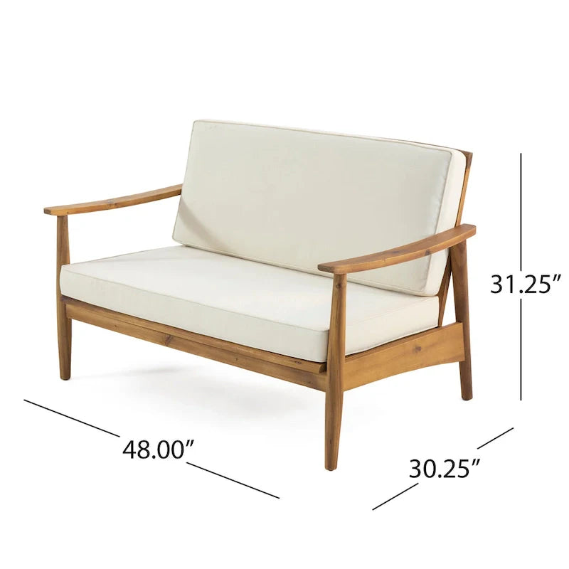 Willowbrook Outdoor Acacia Wood 4 Seater Chat Set by Christopher Knight Home