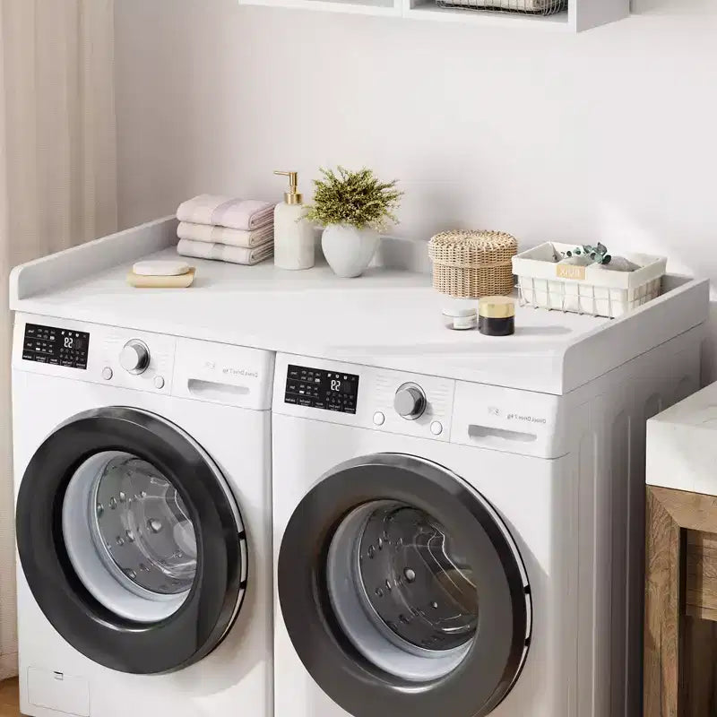 Washer Dryer Countertop, Laundry Topper with Raised Edge & Non-Slip Pad for Hamper Counter Storage & Laundry Room Organization