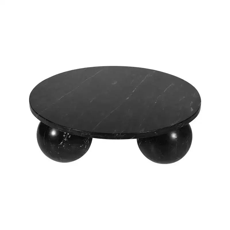 Round Marble Coffee Table with Sphere Legs, Multicolor, Seats 4鈥?