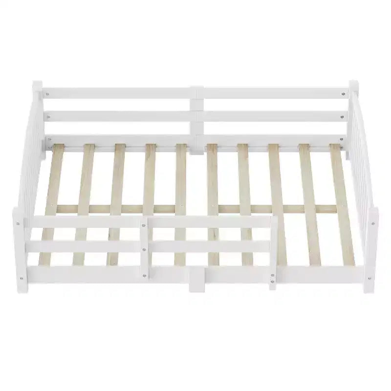 Luxystar Full Size Montessori Low Profile Bed with Safety Rails and Headboard