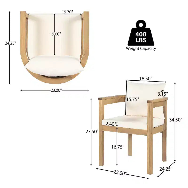 Christopher Knight Home Irene Rustic 9 Piece Outdoor Acacia Wood Dining Set with Curved Backrest Chairs and Cushions