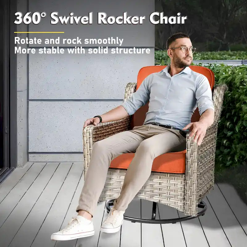 XIZZI 9-piece Outdoor Patio Furniture Conversation Set with Swivel Chair