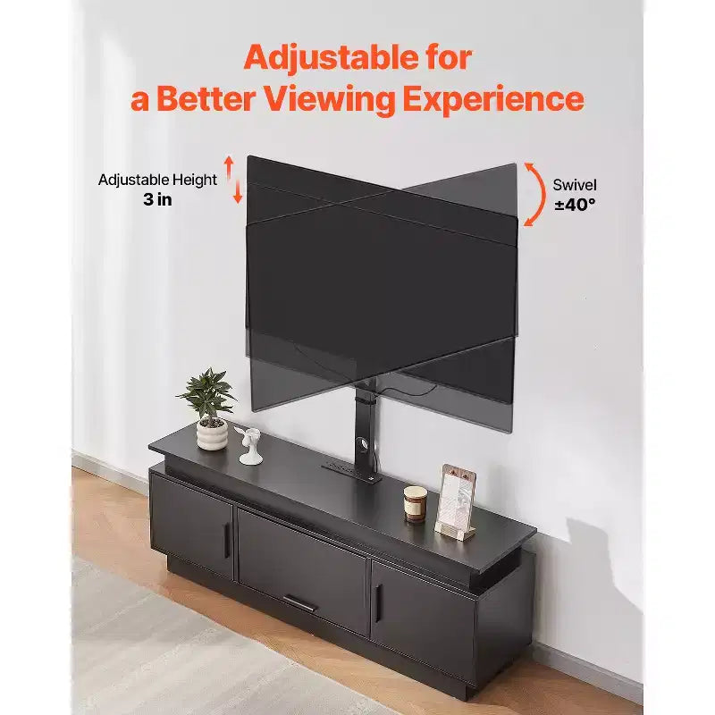 VEVOR 52 TV Stand with Mount for up to 75 in TVs, Entertainment Center with Power Outlet, Height Adjustable, Black