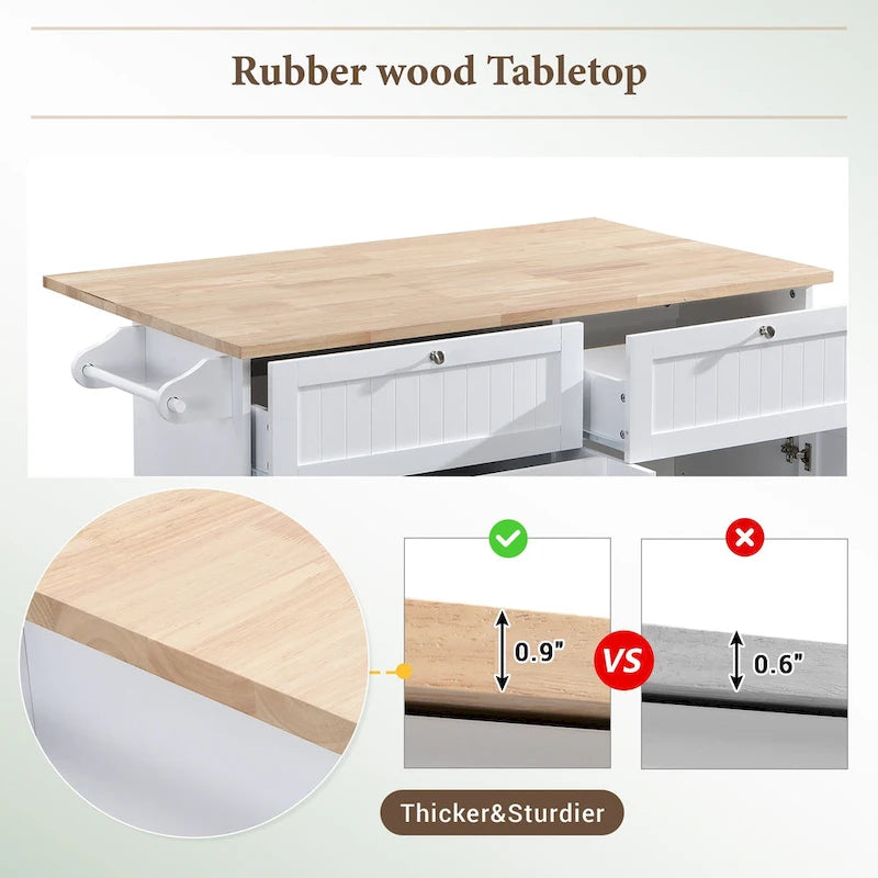 TOPMAX Kitchen Island Set with Drop Leaf and 2 Seatings, Dining Table Set with Adjustable Shelf, Drawers and Towel Rack