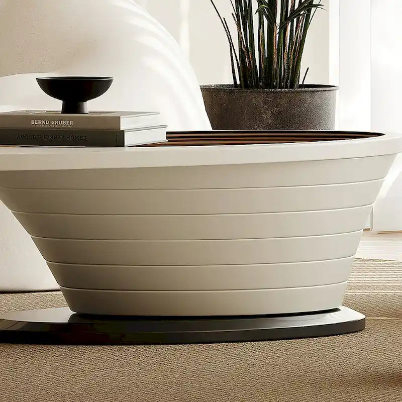Light Luxury Modern Minimalist Oval Glass Tabletop Coffee Table Gray Base 51 in. - L 51.18'W 25.59'H 14.37'