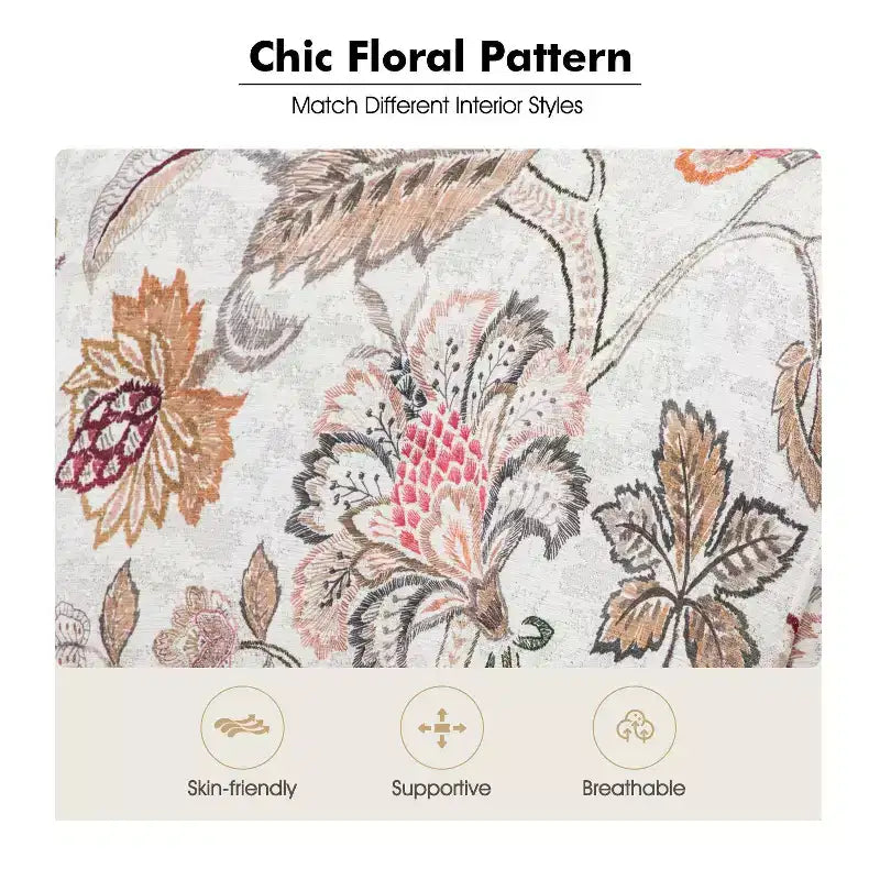 Araceli Traditional Wooden Upholstered Floral Armchair with Wingback and Nailhead Trim| ART OF LIVING DESIGNS
