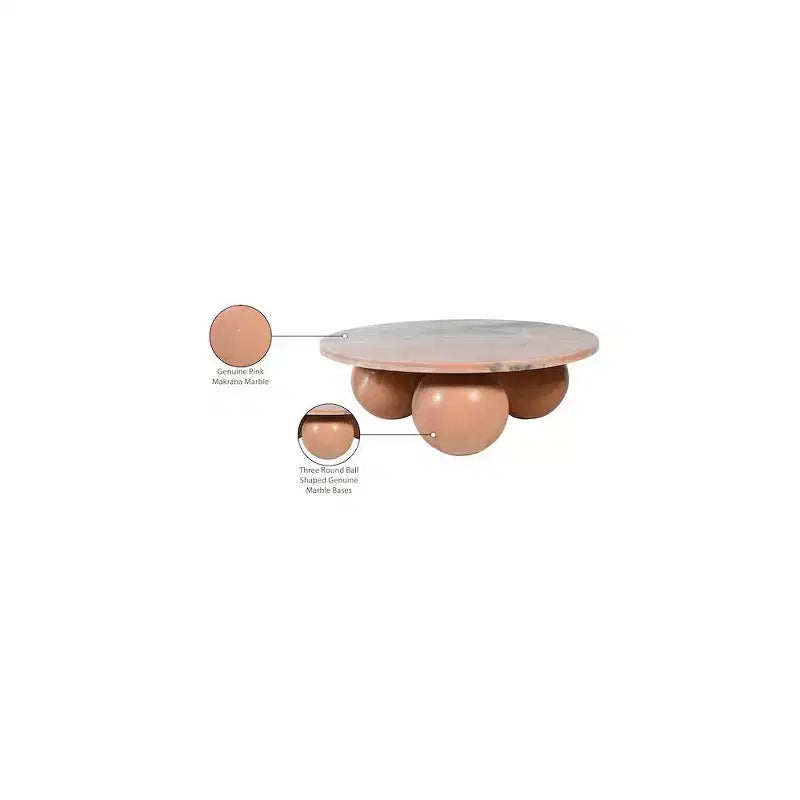 Round Marble Coffee Table with Sphere Legs, Multicolor, Seats 4鈥?