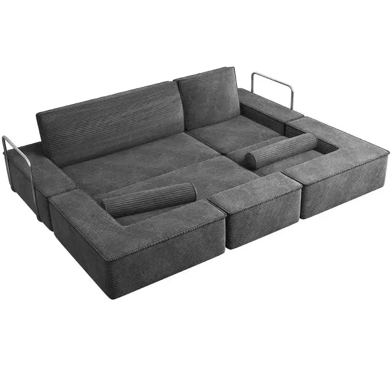 Convertible Cloud Sectional Couch Comfy Corduroy Sectional Sofa Comfy Couch With Deep Seat & High Pillows Easy To Assemble