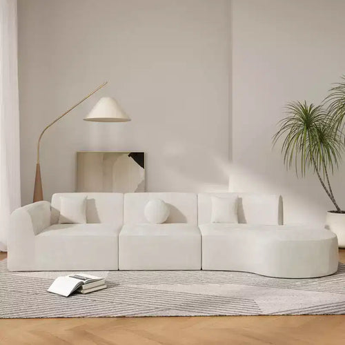 140-Inch Modern Curved Sectional Sofa with Chaise Lounge, 3-Piece Set, for Living Room