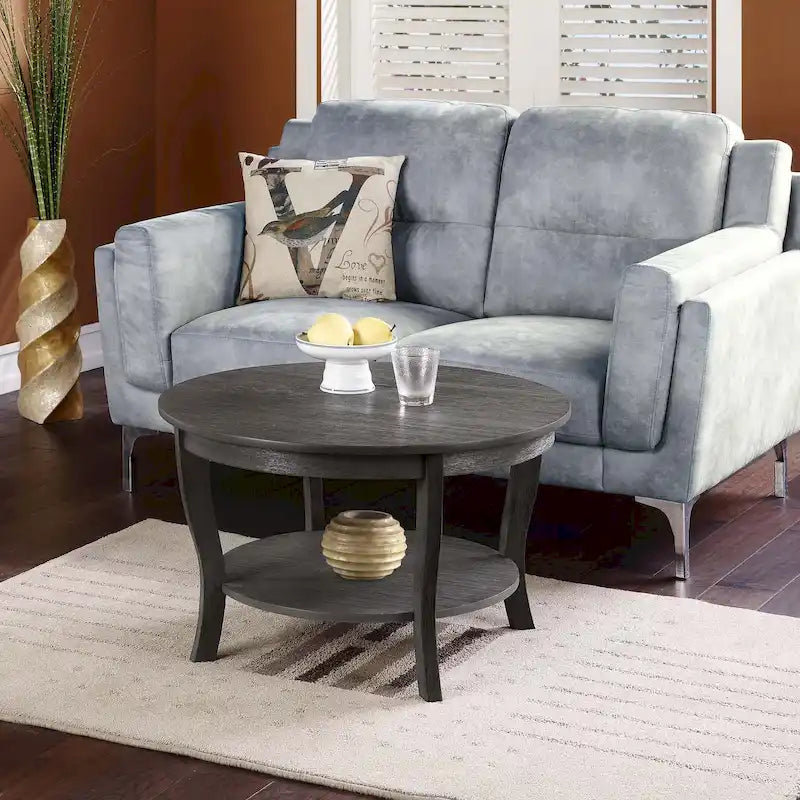 Convenience Concepts American Heritage Round Coffee Table with Shelf