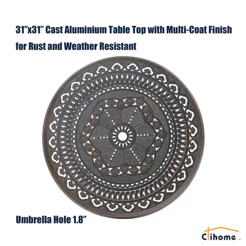 5-Piece Cast Aluminum Patio Dining Set with 4 Swivel Chair