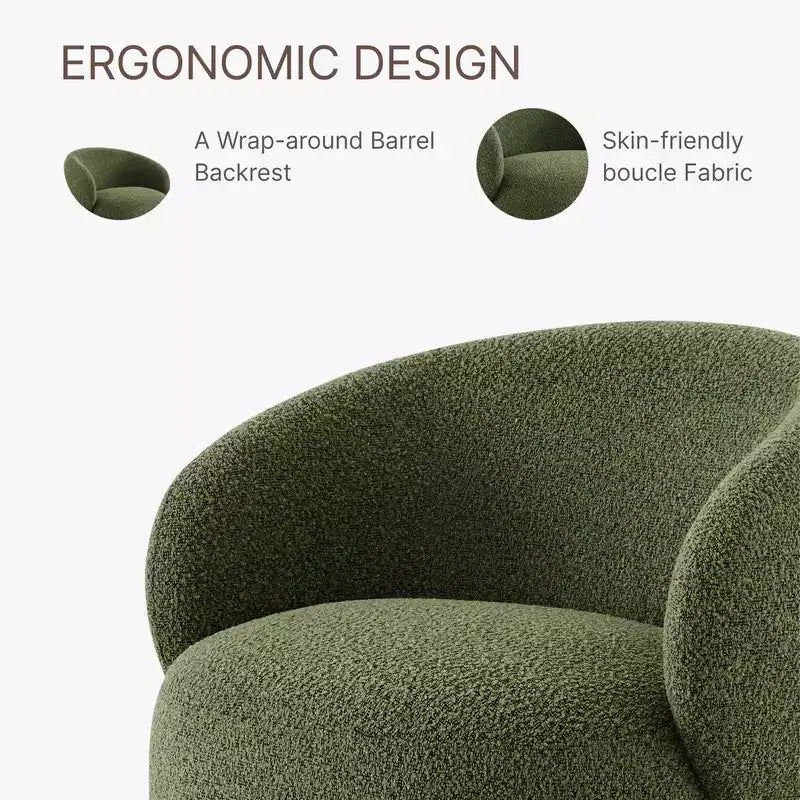 Spruce&Spring Upholstered Swivel Accent Barrel Chair with Wood Base