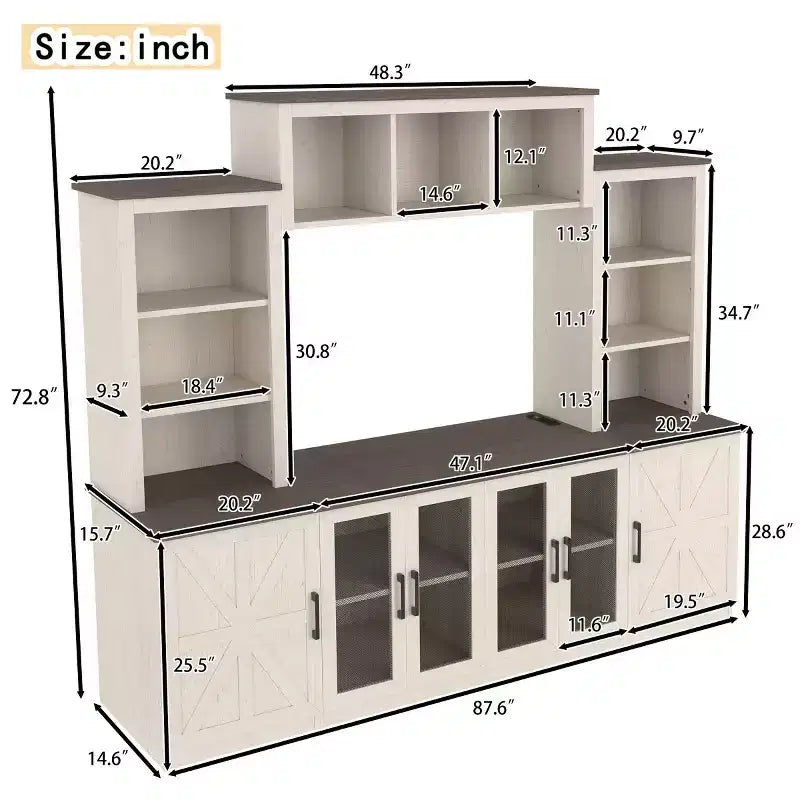 Modern TV Stand for 55-Inch TV with Charging Station, Media Console with Large Storage Cabinets, Entertainment Center for Living Room-Panipeachy