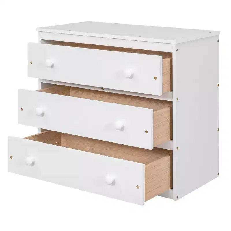 Full Size Low Loft Bed with Rolling Desk, 3 Drawers and Shelves