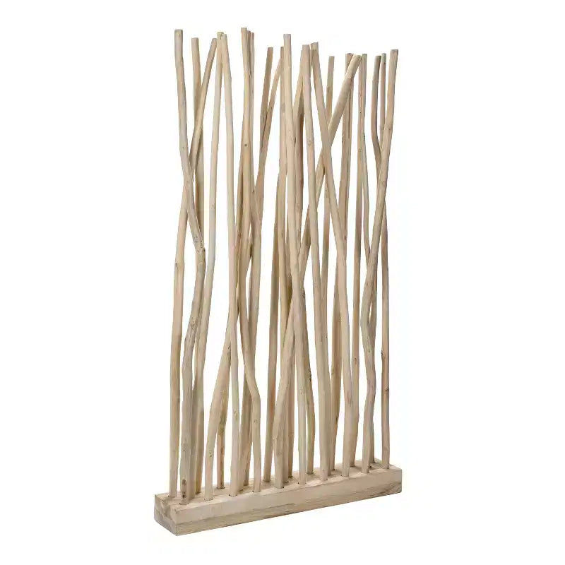 JONATHAN Y Tranquil 39W x 68H Coastal Bohemian Handcrafted Teak Branch Single Panel Room Divider