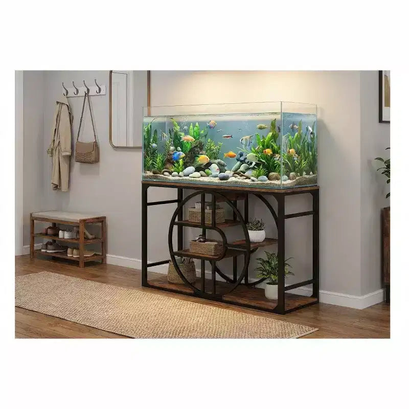 55-75 Gallon Metal Aquarium Stand, Heavy-Duty Fish Tank Stand with Storage Cabinet, Multi-Tier Fish Tank Stand with Thickened Legs, Suitable