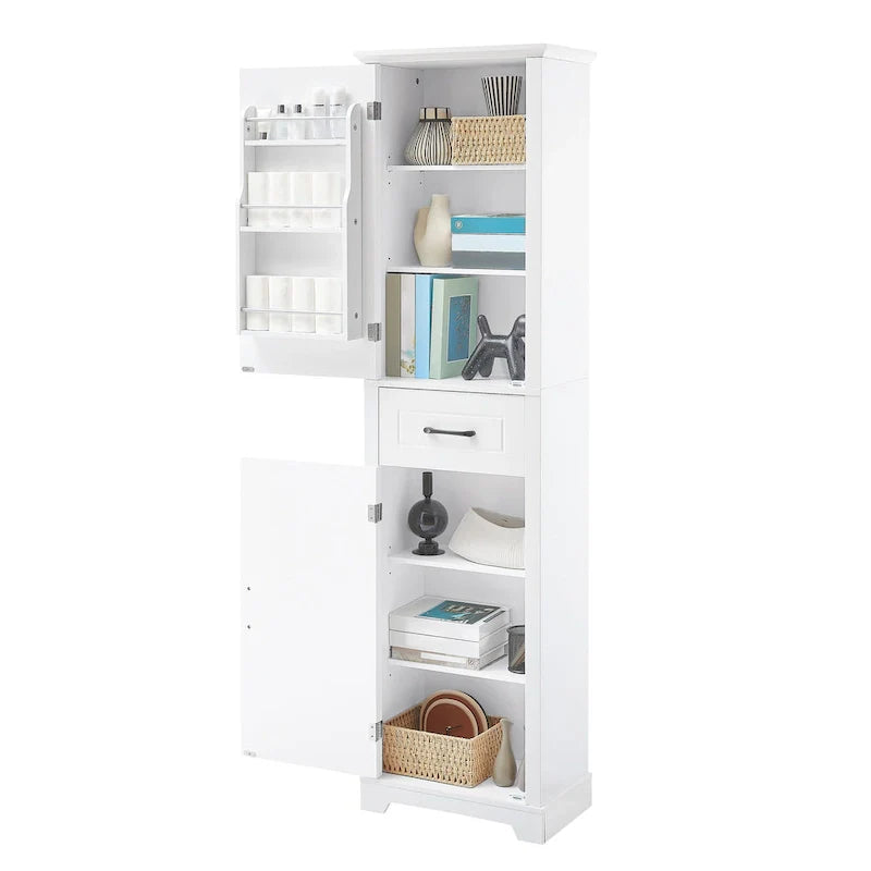 Freestanding Bathroom Cabinet with 2 Doors, Adjustable Shelves & Door Storage ,Tall Bathroom Organizer