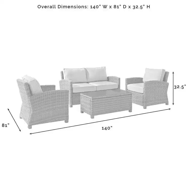 Bradenton 4pc Outdoor Wicker Conversation Set - Crosley