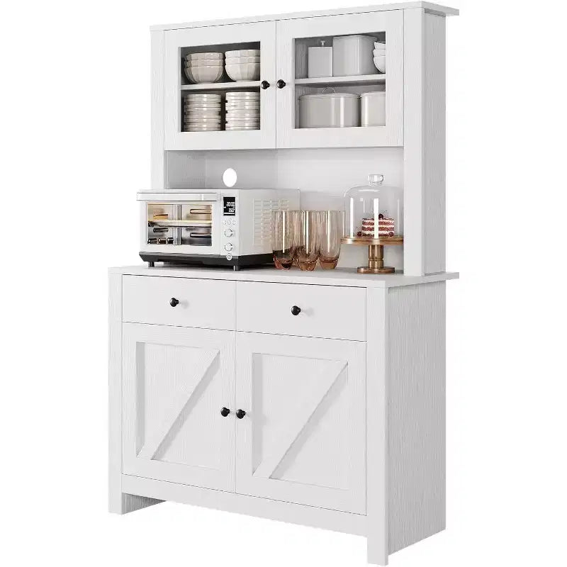 Kitchen Pantry Cabinet with Microwave Stand, Hutch Cabinet with Buffet Cupboard and Adjustable Shelves, for Kitchen, Dining Room
