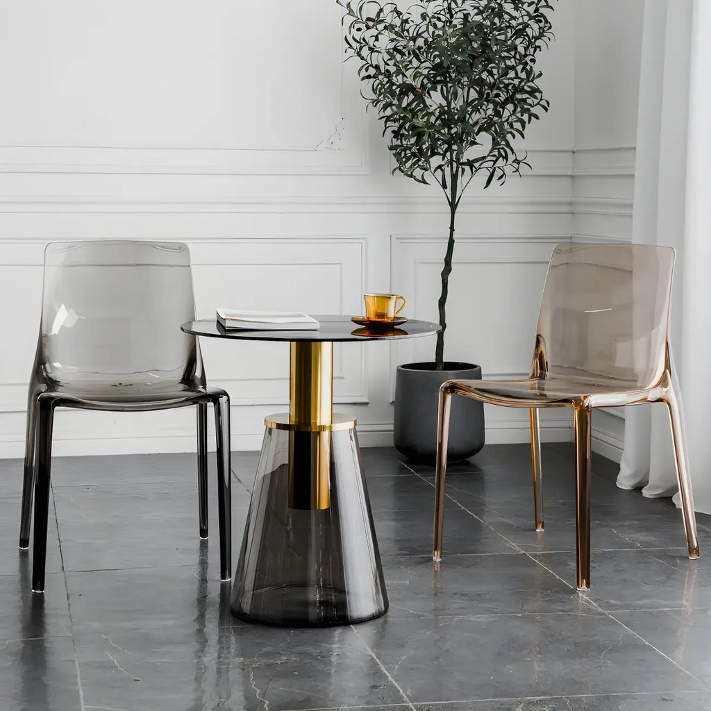 Chaise de salle à manger sans accoudoirs à dossier bas en acrylique ambre
