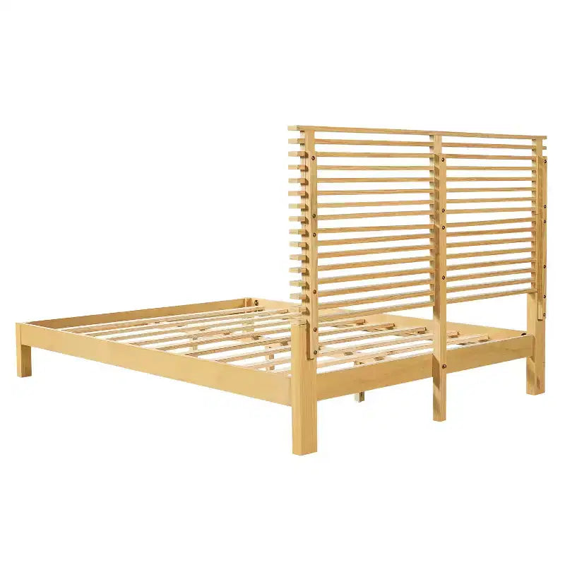 Christopher Knight Home Eunji Modern Pine Wood Bed Frame with Horizontal Slatted Headboard