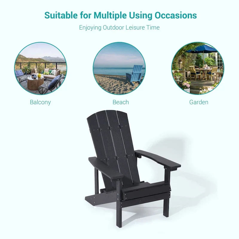 Chaises Adirondack d'extérieur en bois résistantes aux intempéries Bonosuki - Lot de 4