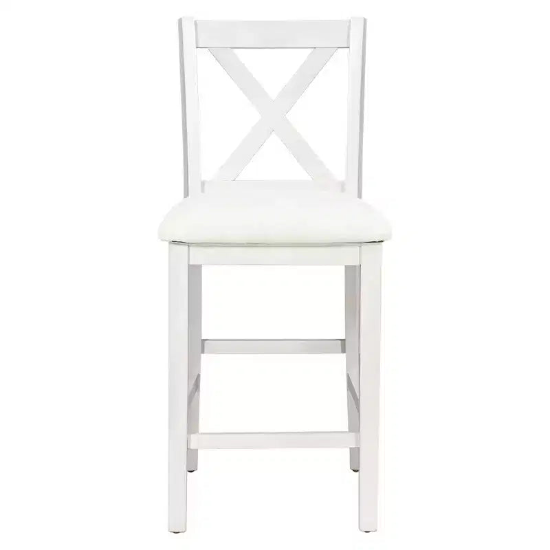 Homy Casa 5-Piece Counter-Height Dining Table and Chairs Set with Storage Shelves, White and Walnut  Modern Farmhouse Style