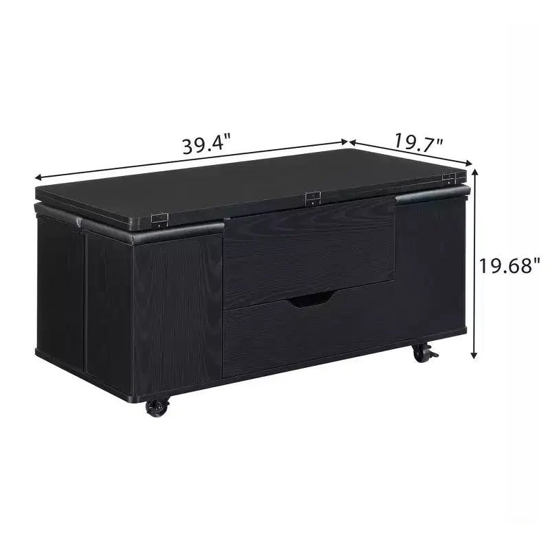Multi-Function Modern Lift-Top Coffee Table with Hidden Storage, 4 Stools and Casters, Perfect for Modern Living Spaces