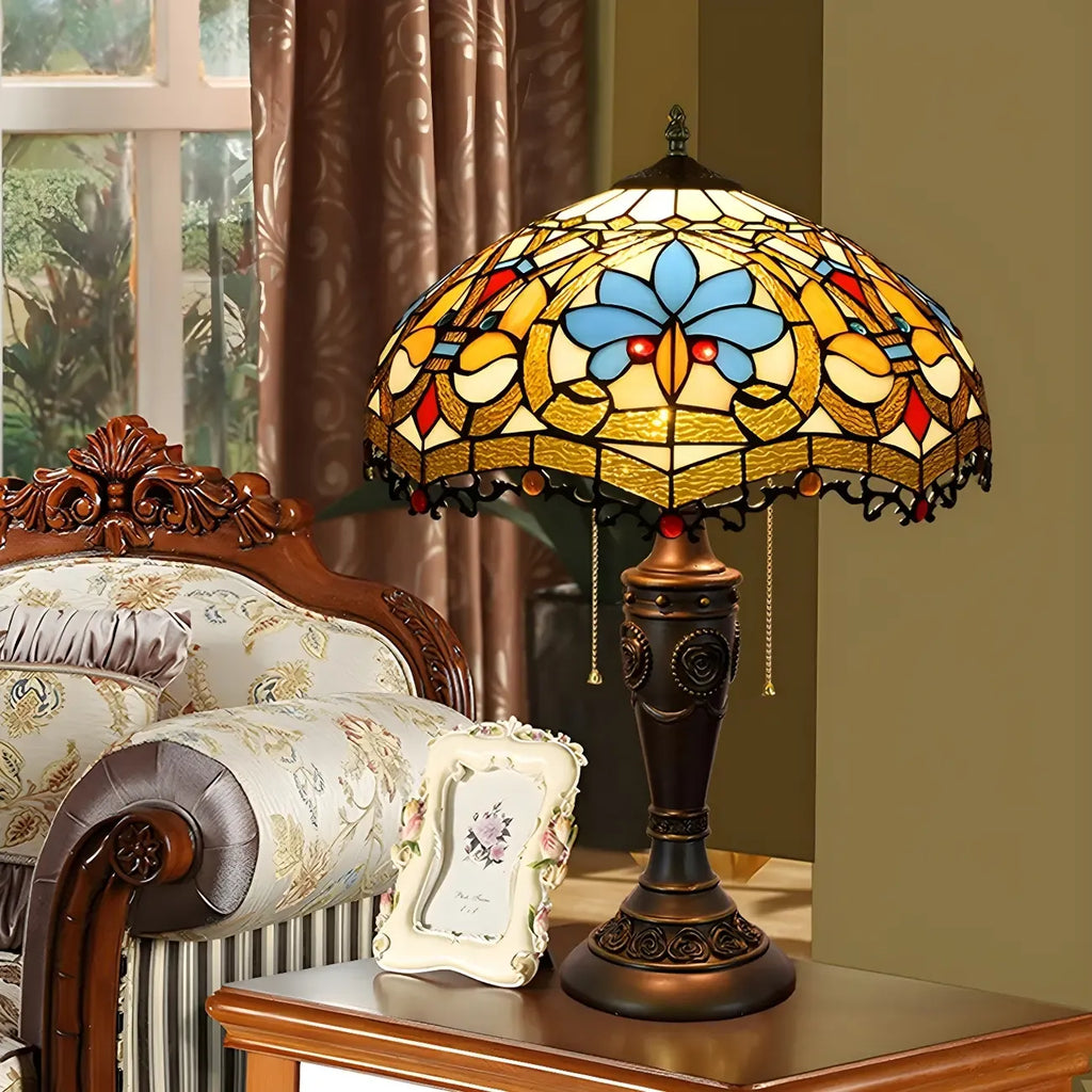 HomeyFad 2-Light Vintage Stainless Glass Dome Table Lamp