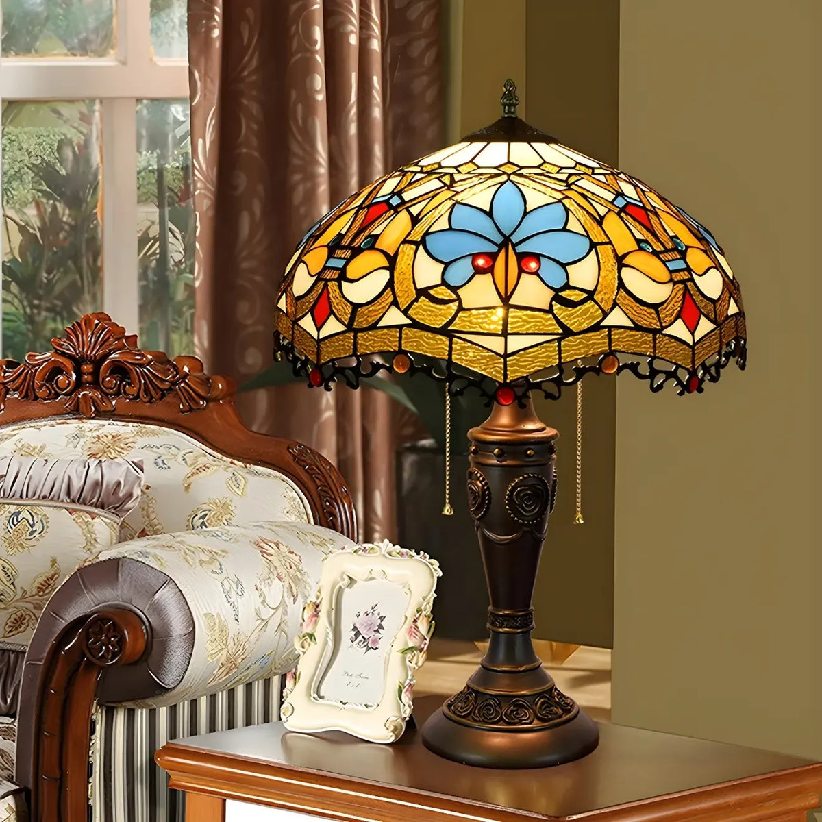 HomeyFad 2-Light Vintage Stainless Glass Dome Table Lamp